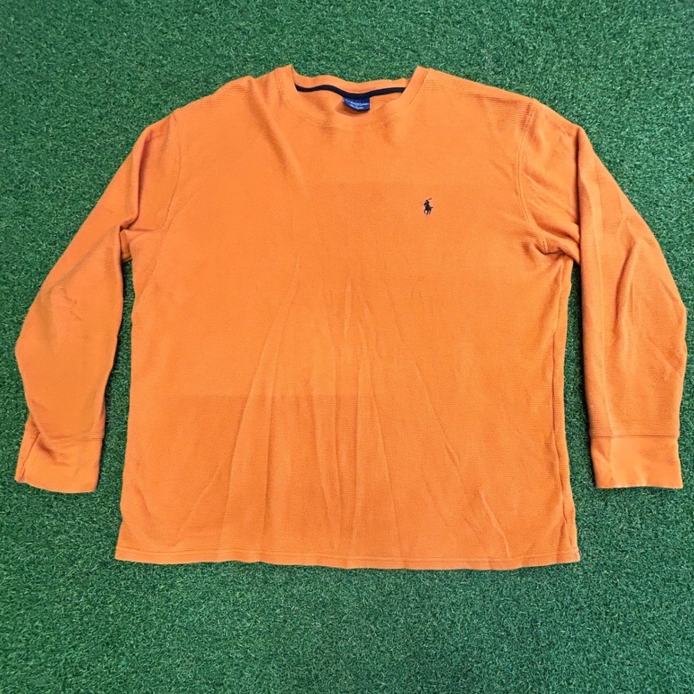 Polo Ralph Lauren Sleepwear Mens XL Orange Waffle Knit Thermal Long Sleeve Shirt